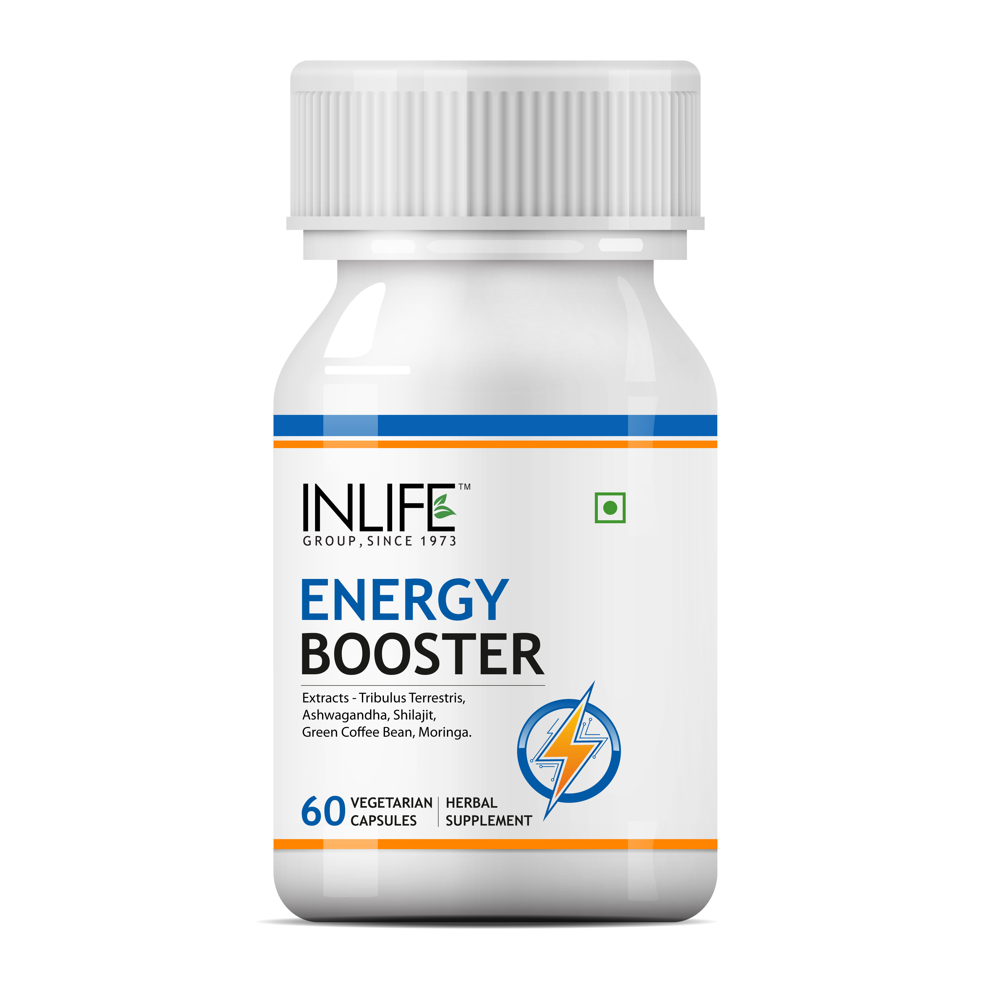 INLIFE Energy Booster Supplement 500mg (60 Vegetarian Capsules)