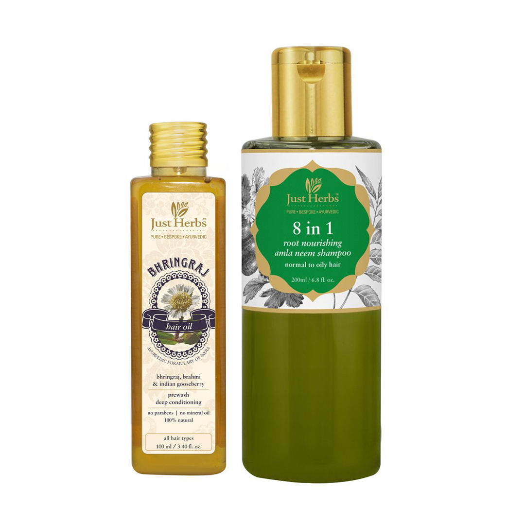 Just Herbs Anti-hairfall Combo With Bhringraj Hair Oil & Amla Neem Shampoo:  Buy Just Herbs Anti-hairfall Combo With Bhringraj Hair Oil & Amla Neem  Shampoo Online at Best Price in India |