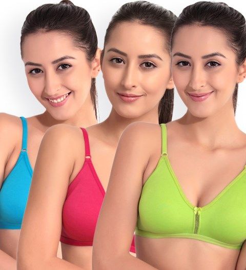 Buy Floret Multicolor Non Wired Full Coverage Bra (Pack Of 3) for Women  Online @ Tata CLiQ
