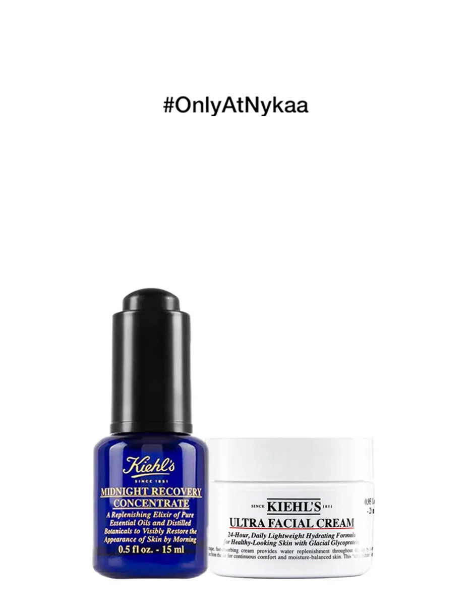 Kiehl's Skincare Duo With Midnight Recovery Concentrate Serum And Ultra Facial Cream Moisturizer
