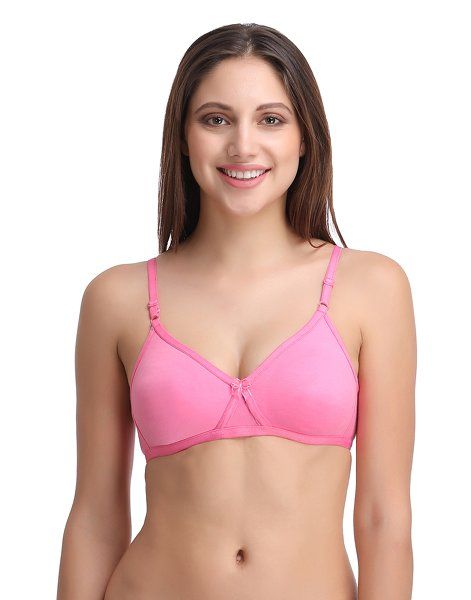 Clovia Cotton Rich Solid Non-Padded Full Cup Wire Free T-shirt Bra - Light Pink (32B)