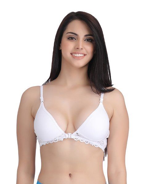 Clovia Cotton Rich Non Padded Front Open Plunge Bra White Buy Clovia 