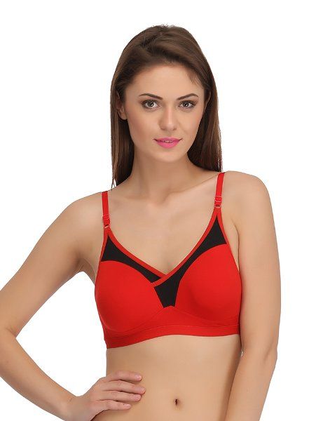 Clovia Cotton Rich Solid Non-Padded Full Cup Wire Free T-shirt Bra - Dark  Pink (36C)