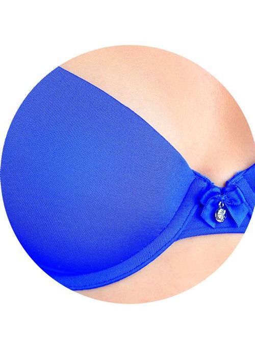 Buy Candyskin Nylon Spandex Push Up Plain Bra (Blue) 38D Online