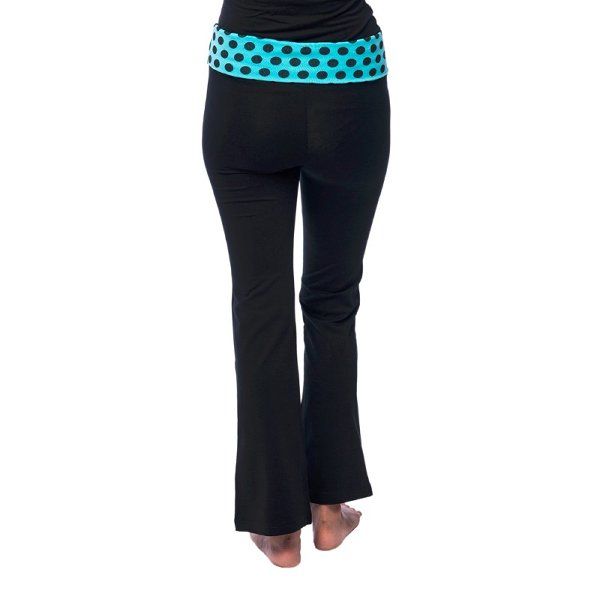 Nite Flite Black Foldover Yoga Pants With Bluewaistband: Buy Nite Flite Black Foldover Yoga 