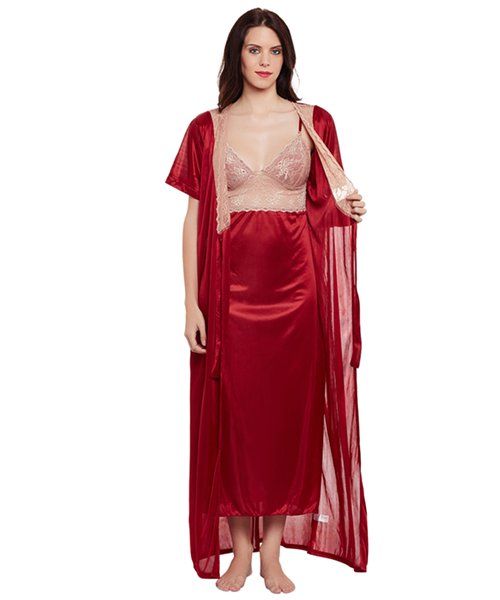 satin nighty with robe