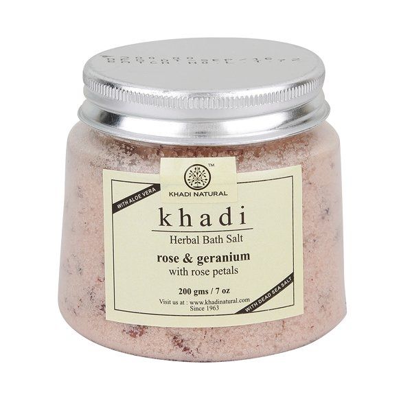 Khadi Natural Rose & Geranium With Rose Petals Herbal Bath Salt