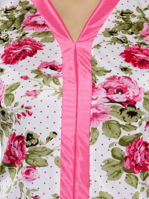 Women's Short Sleeves Floral Print & Satin Top Pyjama Set at Rs 198/set, Noida