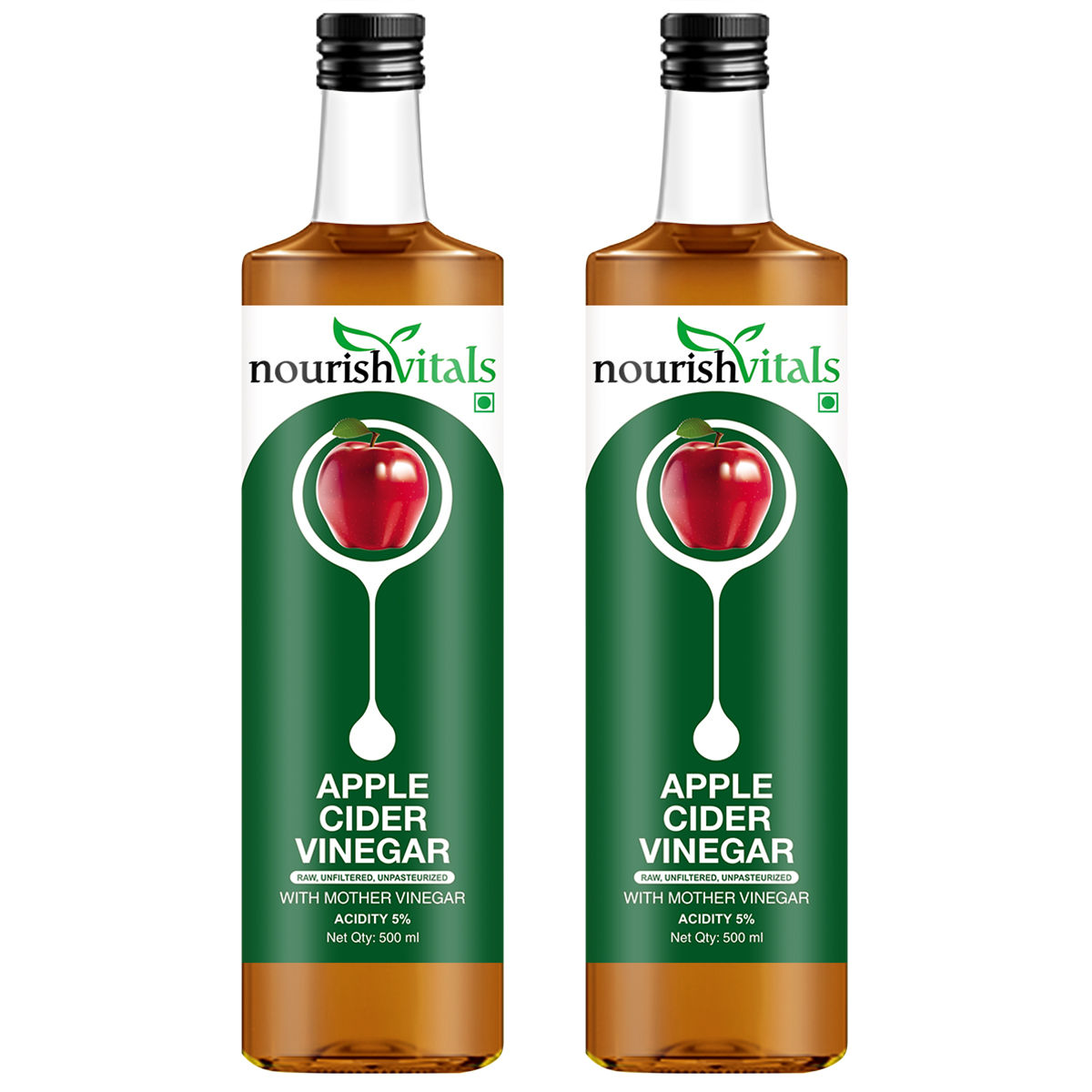 Nourish Vitals Apple Cider Vinegar With Mother Vinegar (2 bottles)