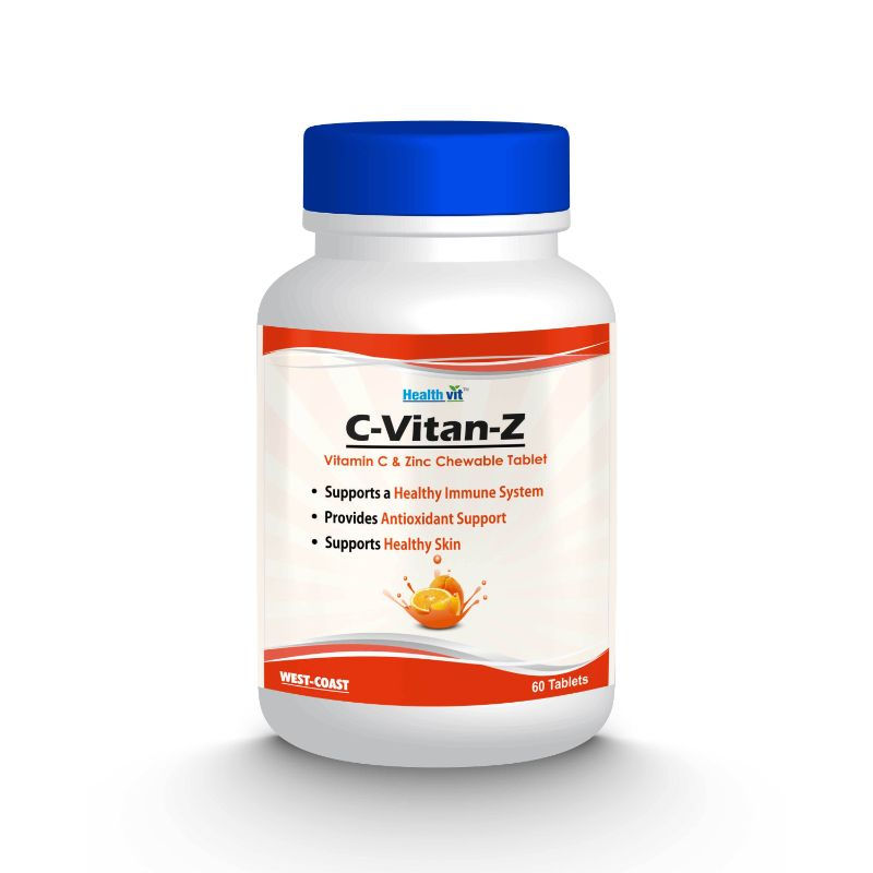 Healthvit C-Vitan-Z Vitamin C 500mg and Zinc - 60 Chewable Tablets (Pack of 2)