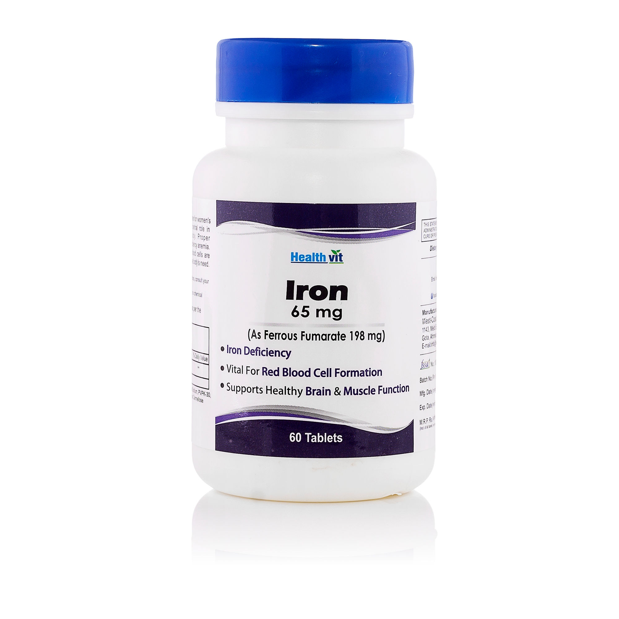 HealthVit Iron Ferrous Fumarate 65Mg 60 Tablets