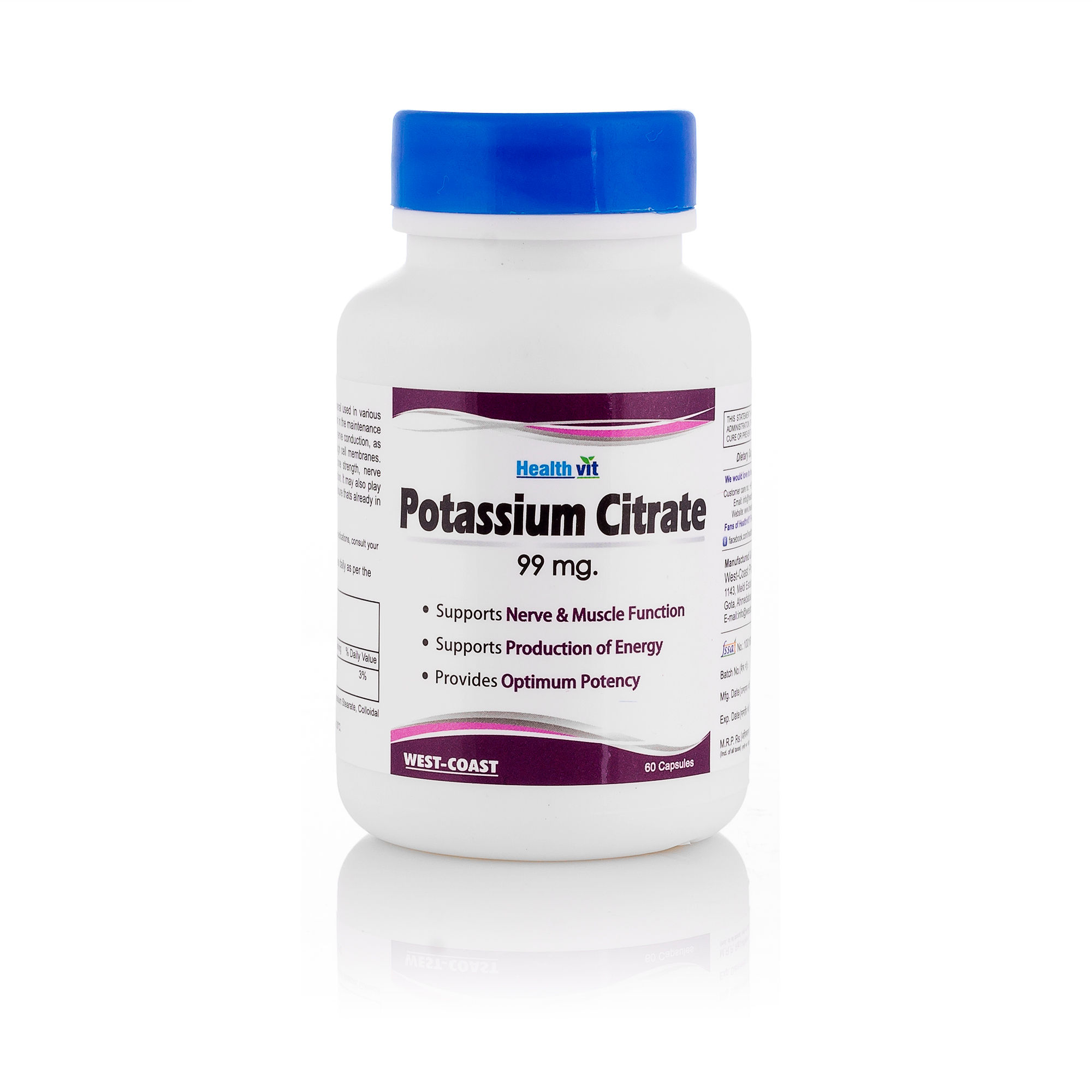 HealthVit Potassium Citrate 99Mg 60 Capsules