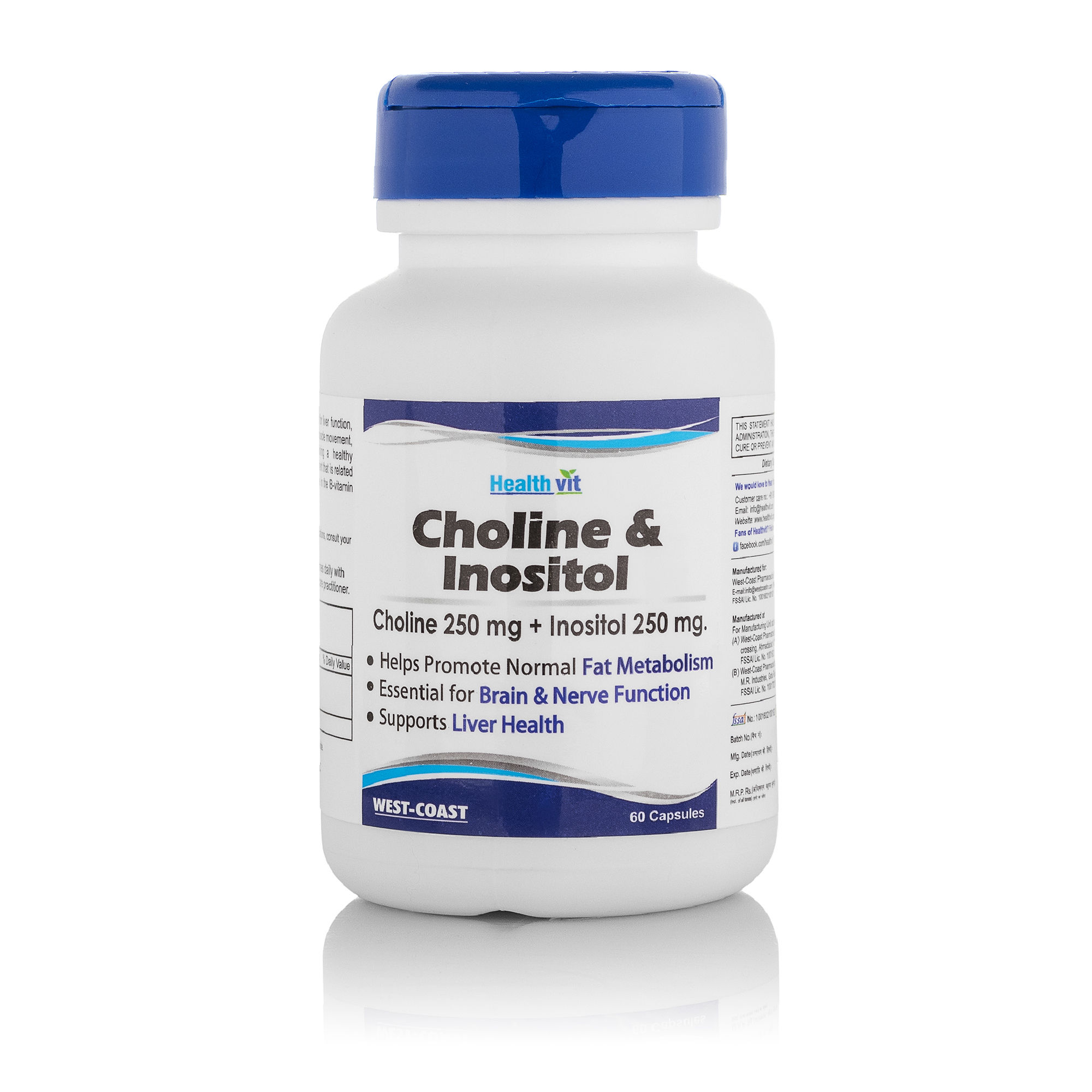 HealthVit Choline & Inositol 500 Mg 60 Capsules