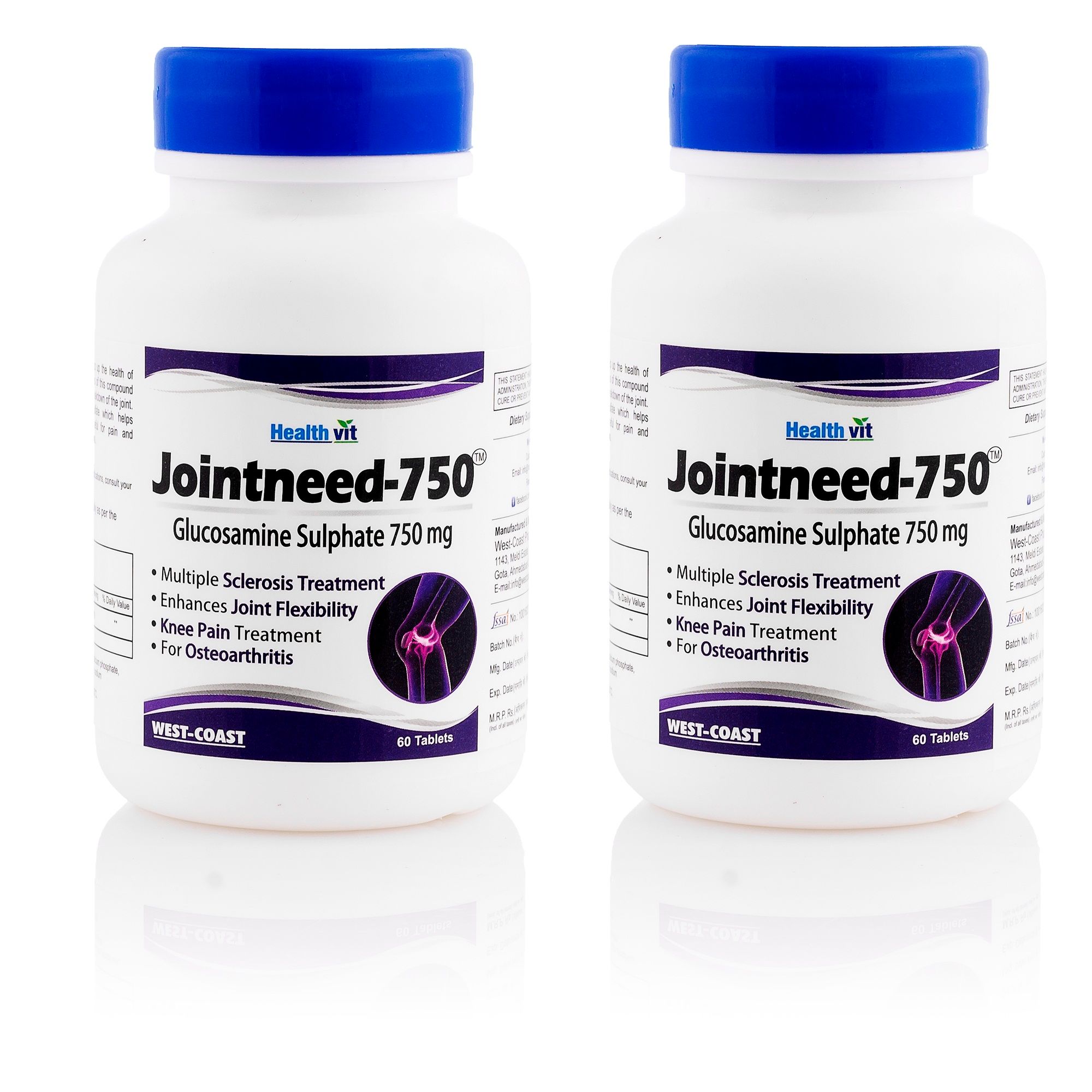 Healthvit Jointneed 750 Glucosamine Sulphate Tablets (Pack of 2)