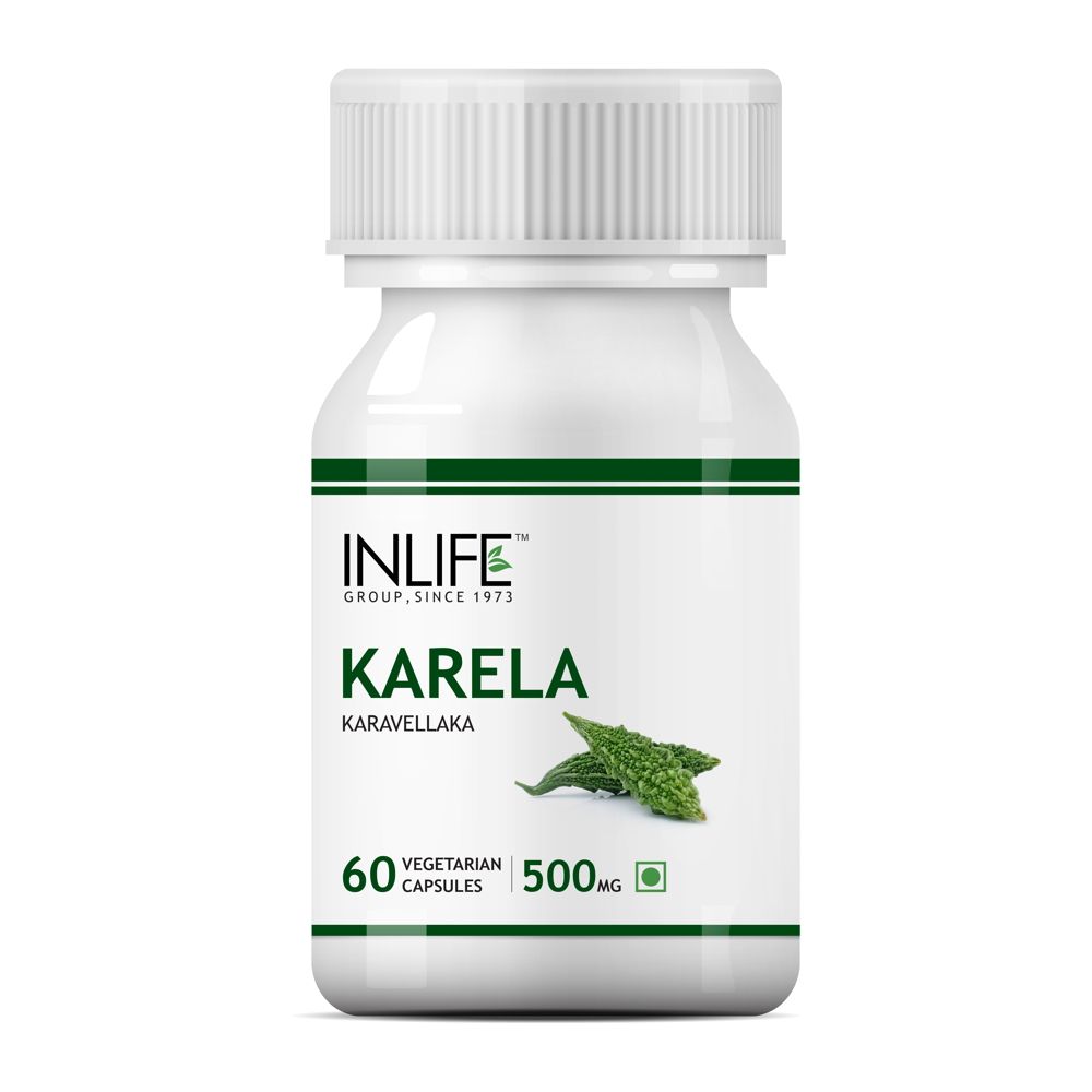 INLIFE Karela, Bitter melon, 500mg 60 Vegetarian Capsules For Sugar Balance