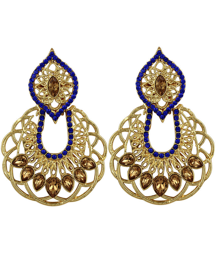 Anika's Creations Designer Blue Chandballi Earrings