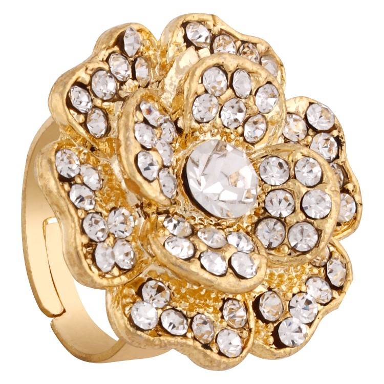 Anika's Creation Stone Studded Gold Plated Designer Ring