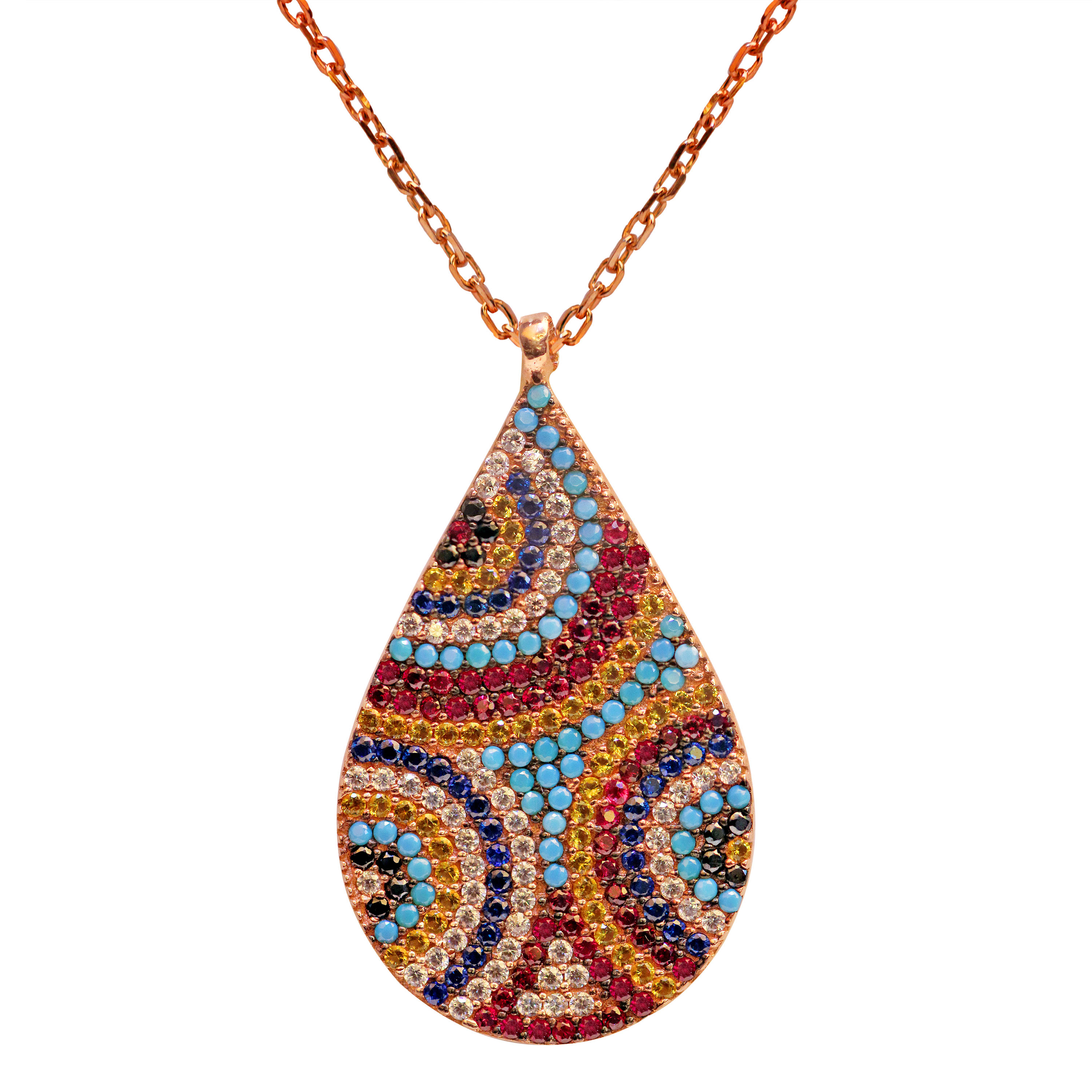 Buy Bansri Oval Multi Sterling Silver Necklace Online