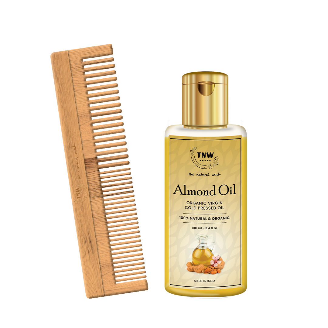 TNW The Natural Wash Virgin Almond Oil With Neem Wood Comb