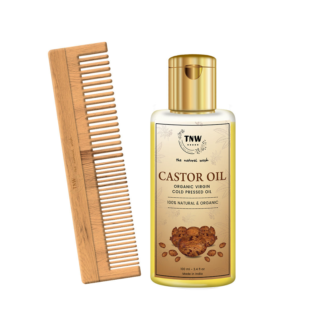 TNW The Natural Wash Castor Oil With Neem Wood Comb