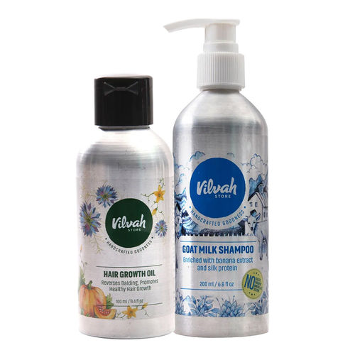VILVAH Hair Growth Oil & Goatmilk Shampoo Combo Pack: Buy VILVAH Hair Growth  Oil & Goatmilk Shampoo Combo Pack Online at Best Price in India | Nykaa