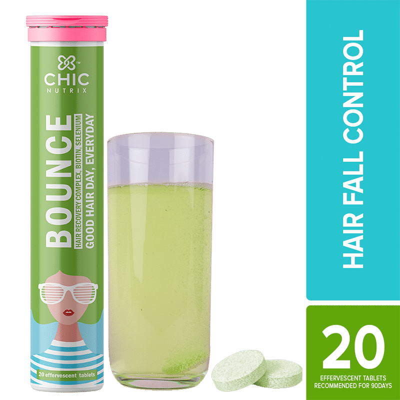 Chicnutrix Bounce - HRC, Biotin, Selenium - Good Hair Day, Everyday - Green Apple - 20 Effervescents