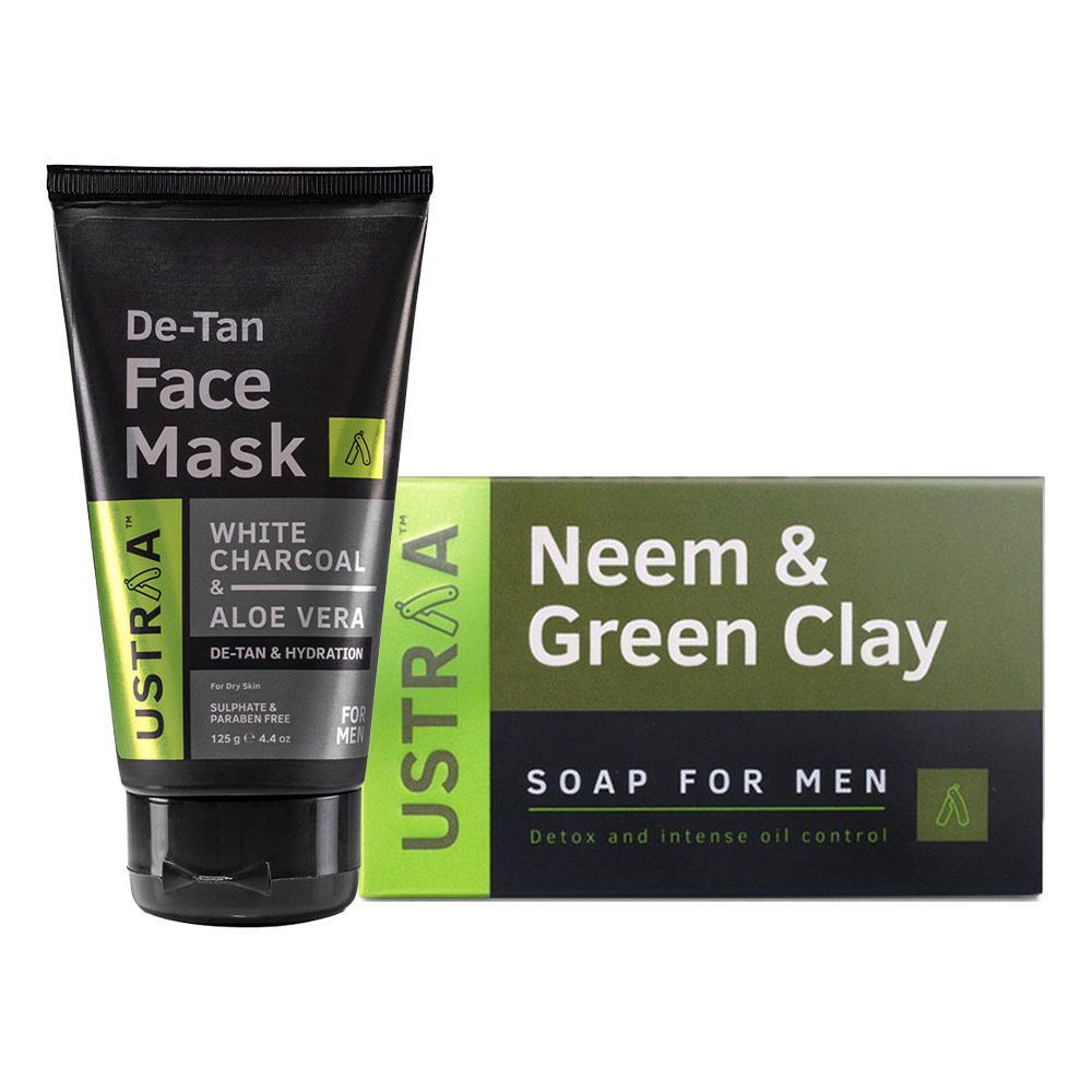 Ustraa Face Mask Dry Skin & 8 Neem & Green Clay Deo Soap