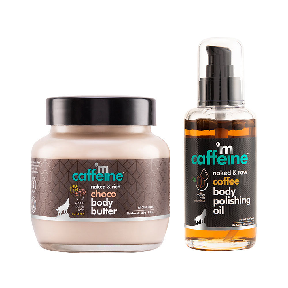 MCaffeine Pre & Post Shower Moisturization Routine - Coffee Body Massage Oil & Choco Body Butter
