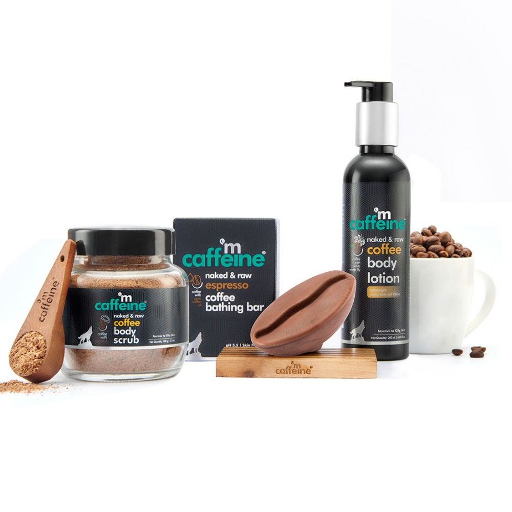 MCaffeine Coffee Body De Tan Kit with Exfoliating Body Scrub, Soap Free