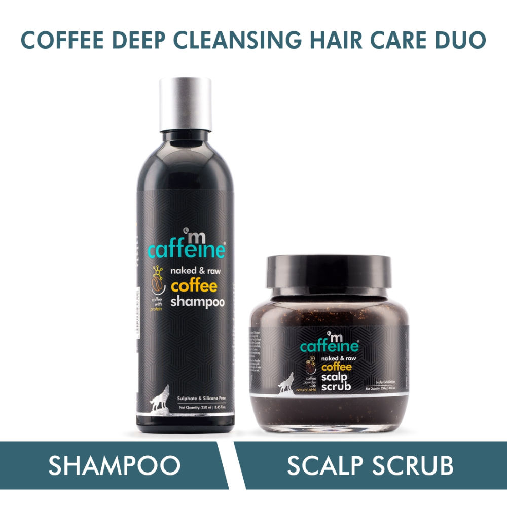 MCaffeine Coffee Deep Cleansing Hair Care Duo with Natural AHA & Argan Oil - Shampoo & Scalp Scrub