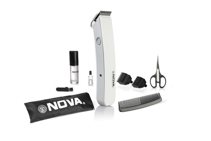Nova NHT - 1047 Pro Skin Rechargeable Cordless, 30 Minutes Runtime Beard Trimmer for Men (White)