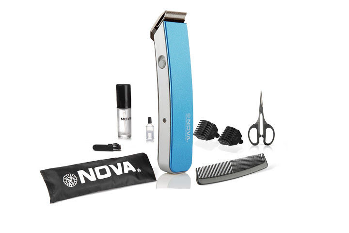 Nova NHT - 1047 Pro Skin Rechargeable Cordless, 30 Minutes Runtime Beard Trimmer for Men (Blue)