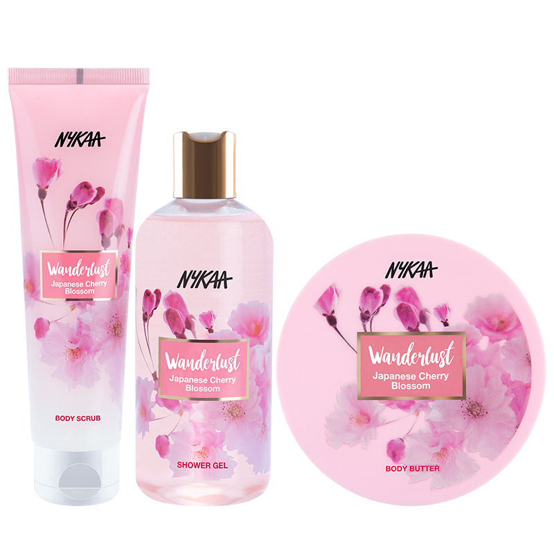 Nykaa Wanderlust Japanese Cherry Blossom Shower Gel + Body Scrub + Body