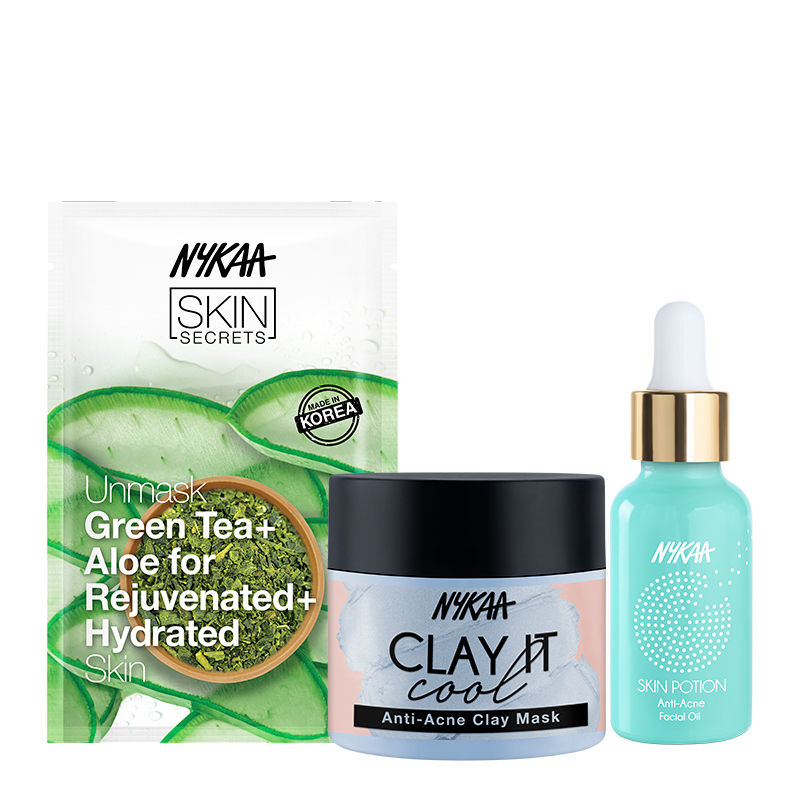 Nykaa Anti Acne Clay Mask Skin Potion Facial Oil Sheet Mask Combo Buy Nykaa Anti Acne Clay Mask Skin Potion Facial Oil Sheet Mask Combo Online At Best