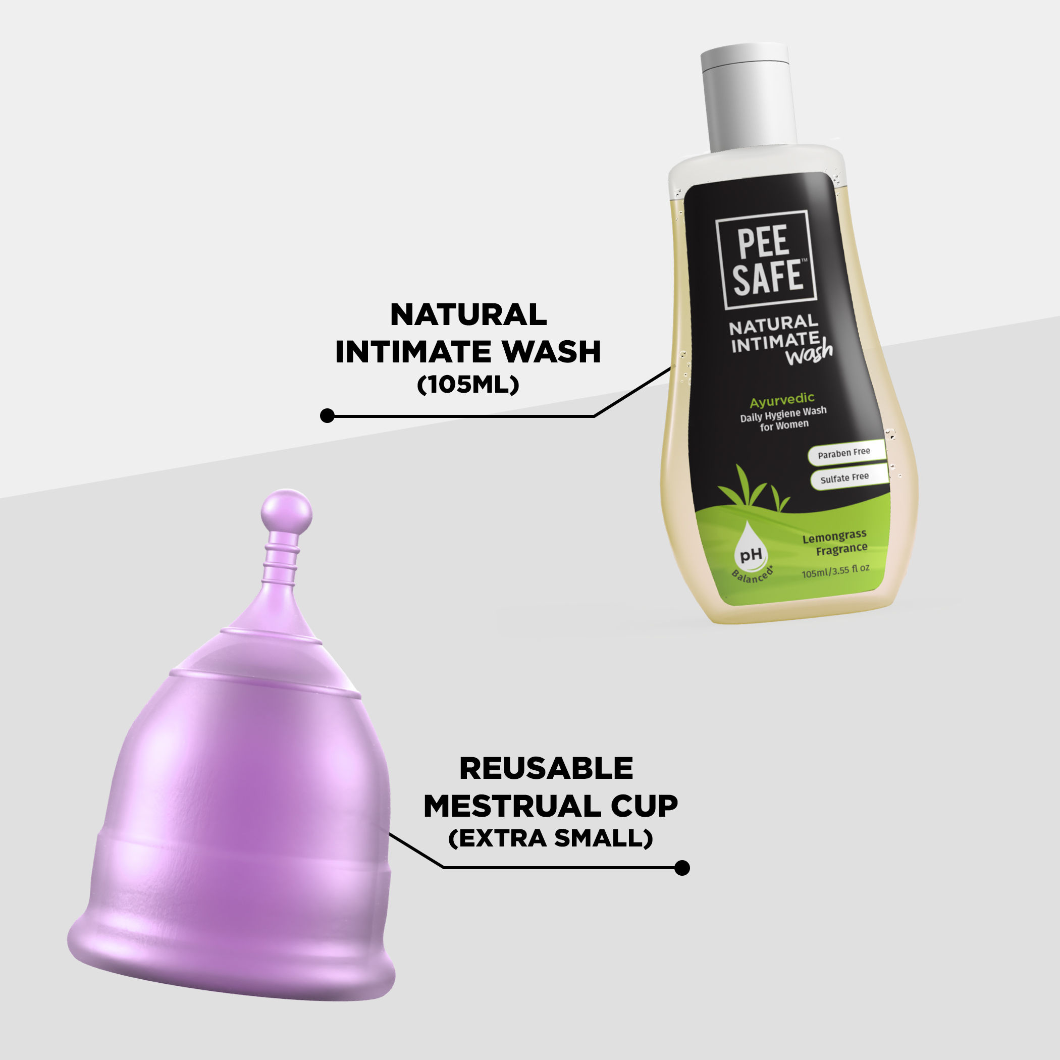 Pee Safe Combo of Menstrual Cup (Extra Small) with Intimate Wash Buy