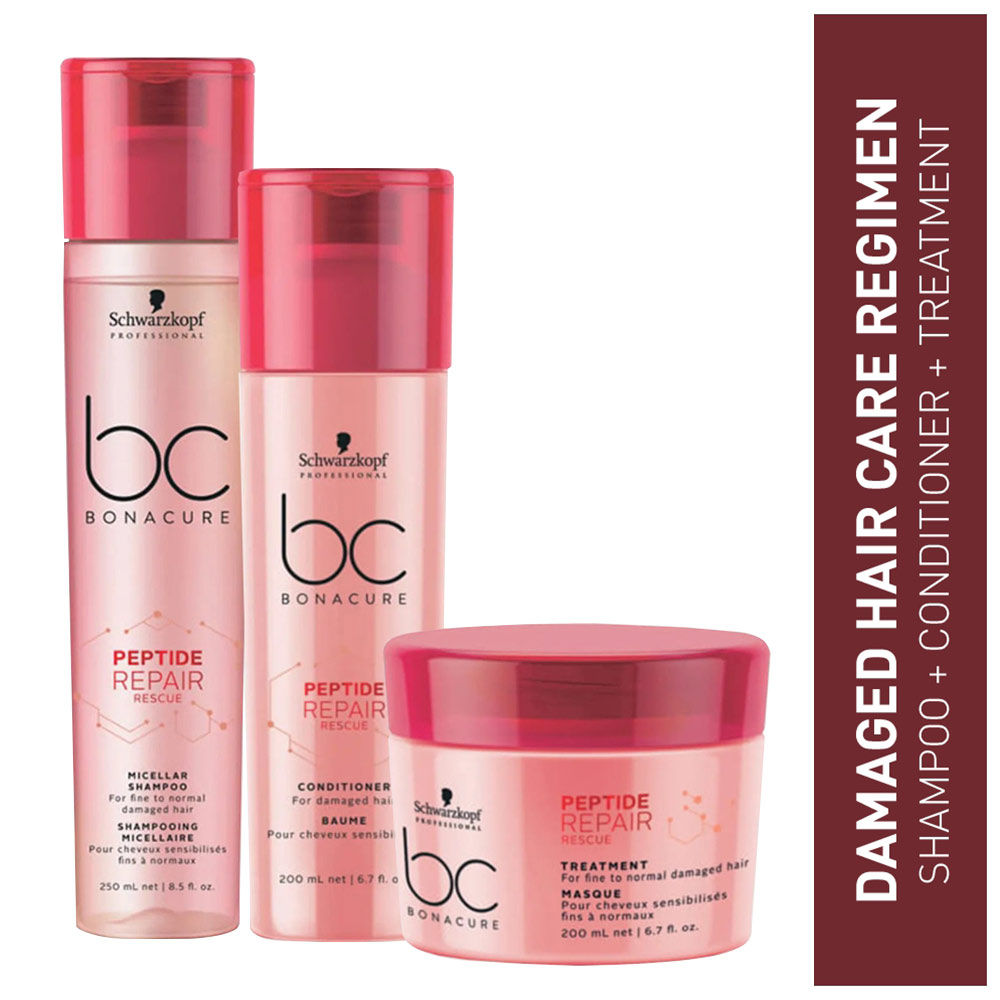 tekort Liever Automatisch Schwarzkopf Professional Bonacure Peptide Repair Rescue Micellar Shampoo +  Conditioner + Mask - For Dry & Damaged Hair: Buy Schwarzkopf Professional  Bonacure Peptide Repair Rescue Micellar Shampoo + Conditioner + Mask -