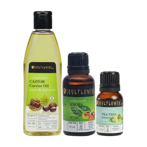 Soulflower Jojoba Oil Castor Oil & Tea Tree Essential Oil Combo: Buy  Soulflower Jojoba Oil Castor Oil & Tea Tree Essential Oil Combo Online at  Best Price in India | Nykaa