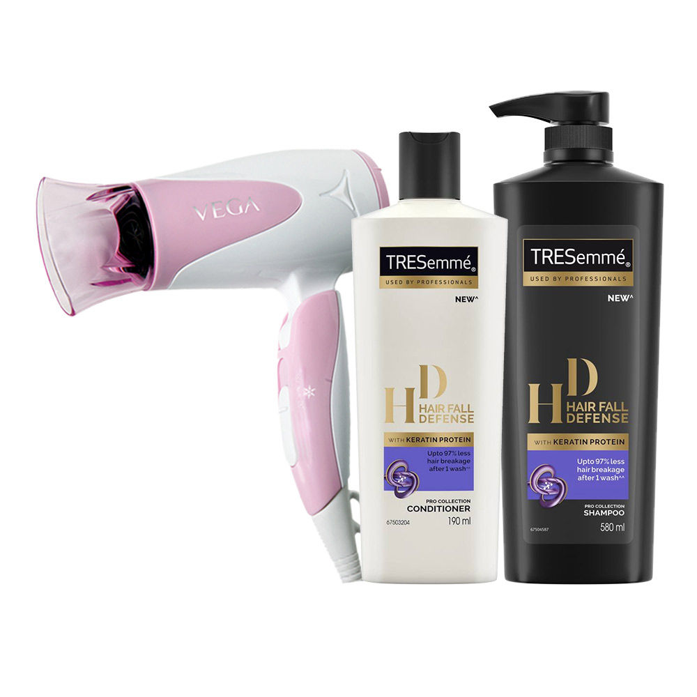 Tresemme Hair Fall Defense Shampoo + Conditioner with Vega Hair Dryer  Combo: Buy Tresemme Hair Fall Defense Shampoo + Conditioner with Vega Hair  Dryer Combo Online at Best Price in India | Nykaa