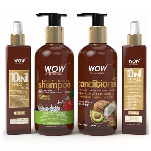 WOW 10 in 1 Miracle Hair Oil + Apple Cider Shampoo + Hair Conditioner + Miracle 10 in 1 Hair Revitalizer