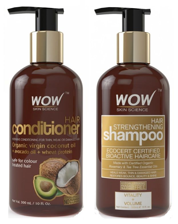 WOW Hair Conditioner + Organics Hair Strengthening Shampoo Free Paraben Sulphate