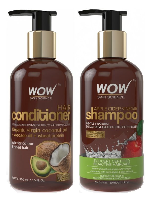 WOW Hair Conditioner + Skin Science Apple Cider Vinegar Shampoo Free Paraben Sulphate