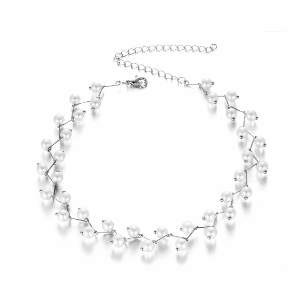 Ferosh Silver Pearl Choker Necklace 