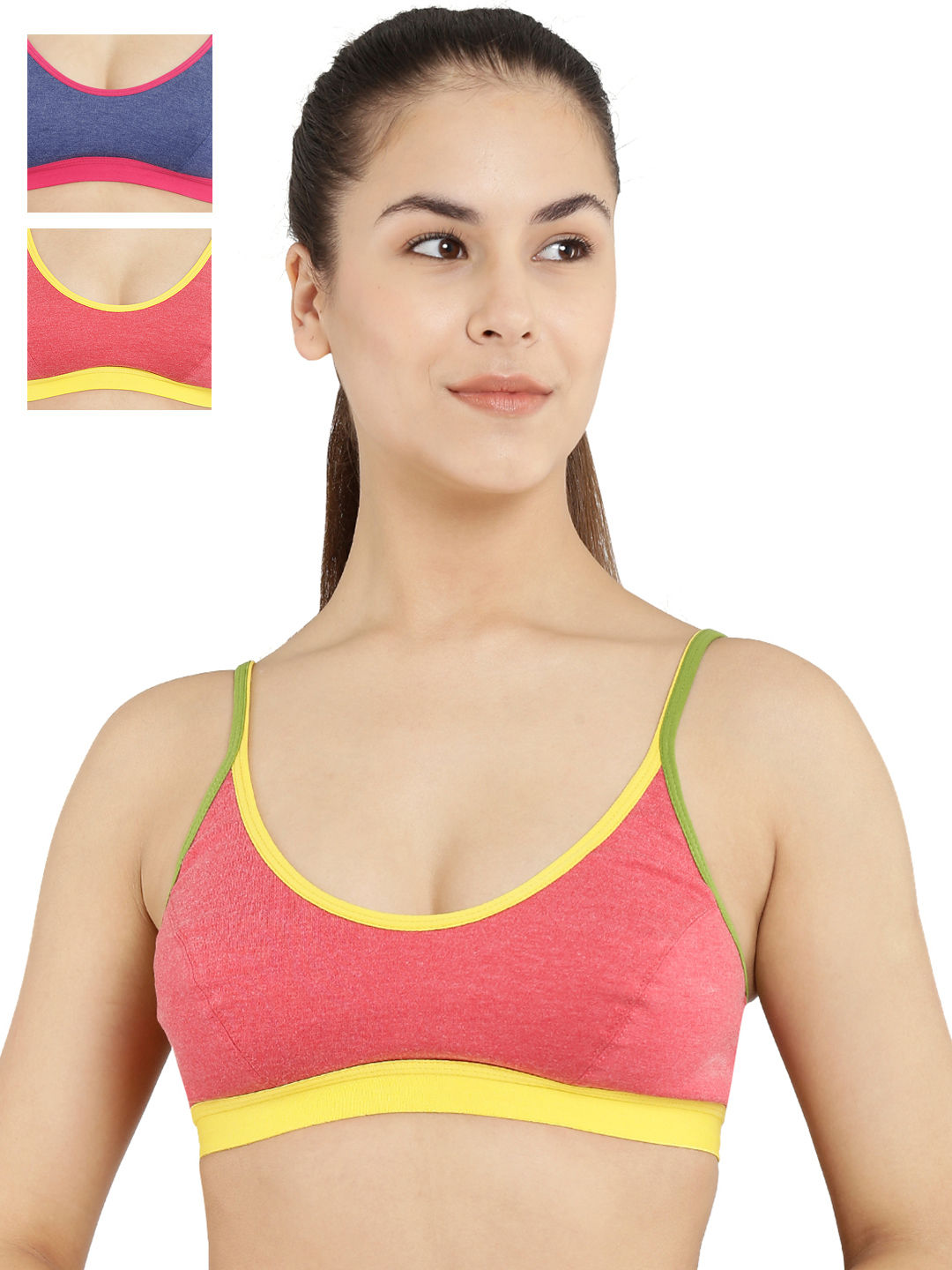 Floret Pack Of 3 Solid Sports Bra MultiColor Buy Floret Pack Of 3 Solid Sports Bra Multi