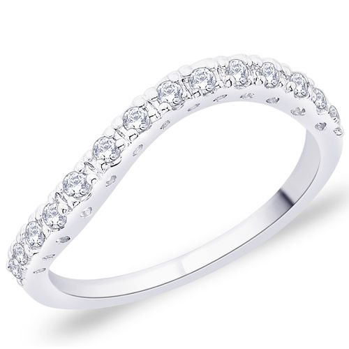 Peora Sterling Silver Rhodium Plated Curved Half Eternity Cubic Zirconia  Ring (US 6) (PR1317-6)