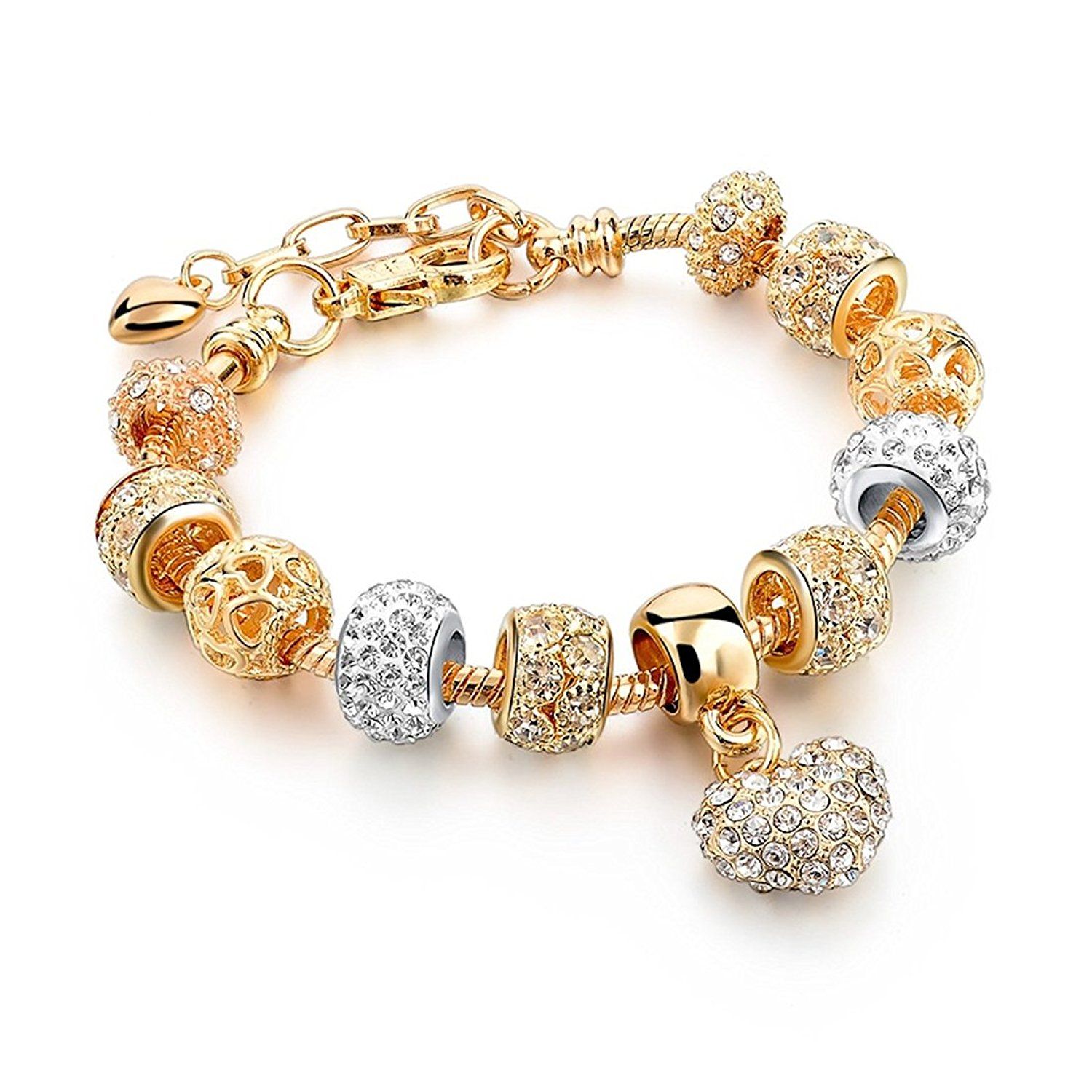 18CT GOLD CHARM BRACELET WITH 9CT GOLD AND 18CT GOLD CHARMS