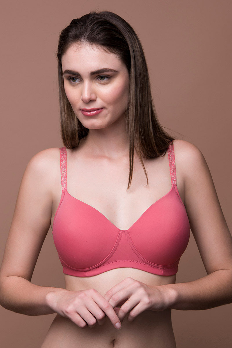 Buy Zivame Glitter Straps Radiance Smooth Padded Wirefree T-Shirt Bra-  Coral Online