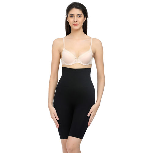 Buy Zivame Cotton Infused Seamless Medium Compression Thigh Shapewear -  Black Online