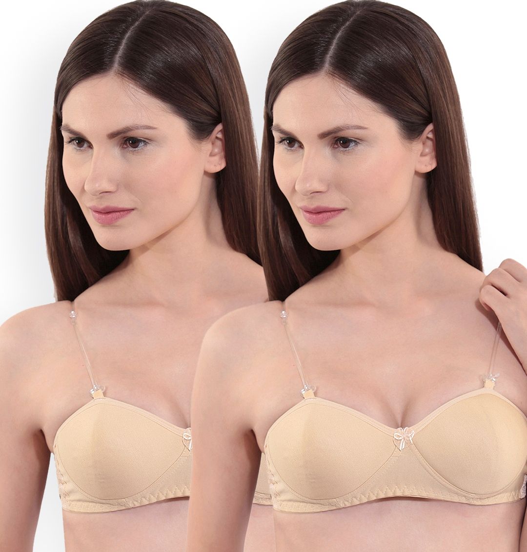 Buy Floret Pack Of 2 Solid Padded Bra - Skin Online