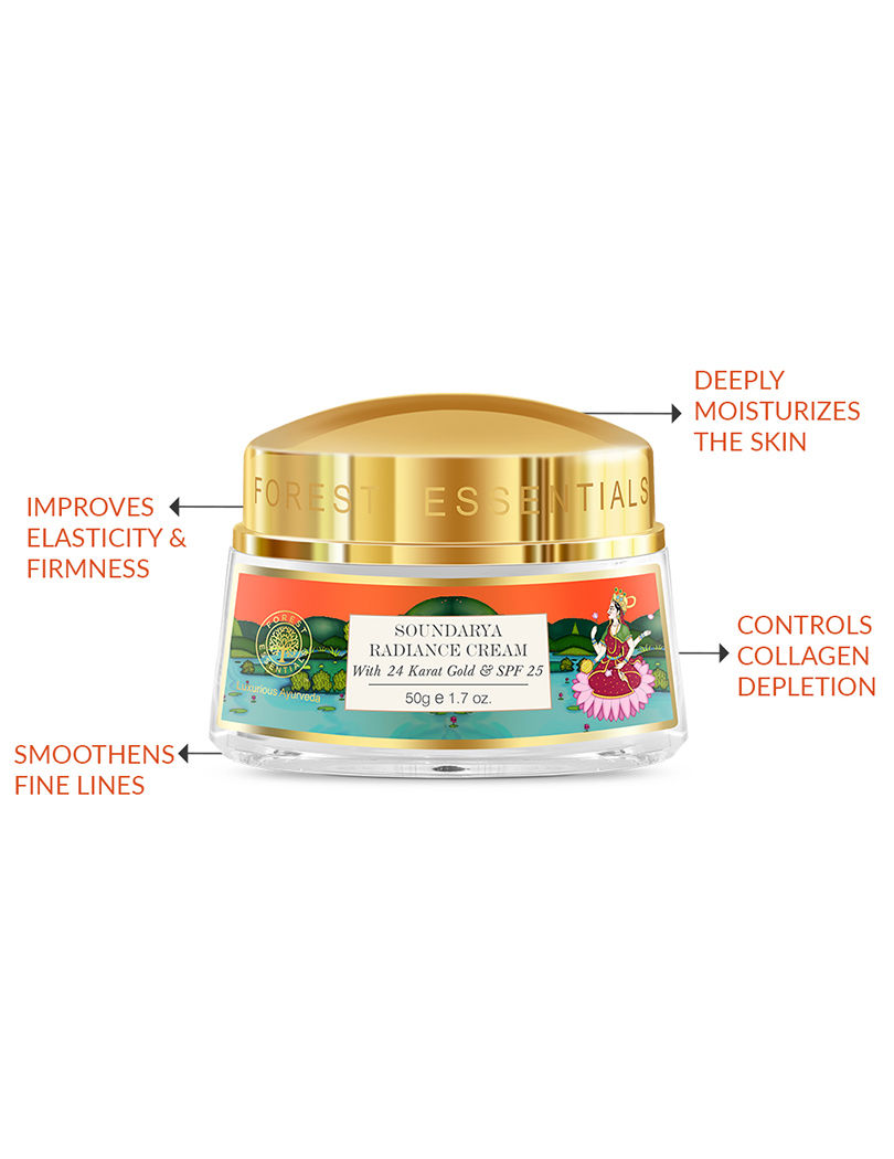 forest essentials soundarya radiance cream with 24k gold and spf25