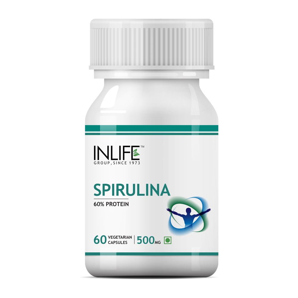 INLIFE Spirulina- 60% Protein 500mg 60 Vegetarian Capsules